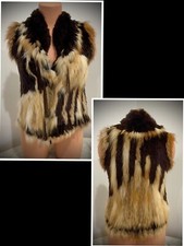 Amazing Designer Rizal France Genuine Fur Vest Fox/rex & Leather- Fits Like S/xs