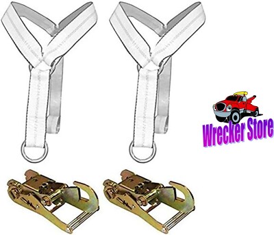 Qty. 2 BASKET STRAPS & RATCHETS for VULCAN WHEEL LIFT, WRECKER, AUTO LOADER