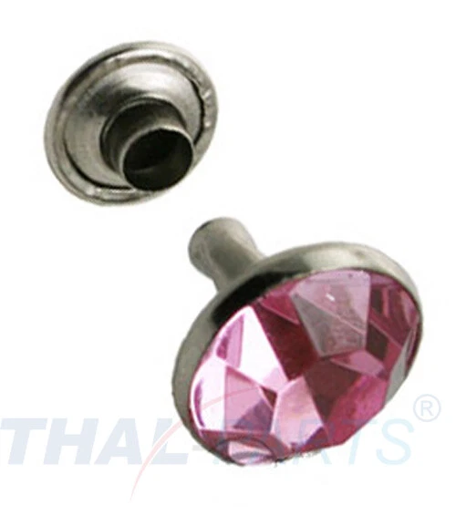 THAL PARTS® 10 pezzi rivetti decorativi rivetti con strass rivetti chat 7 mm rosa strass rivetti decorativi