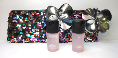 MAC GIFT SET SEQUIN MAKEUP BAG & PREP+ PRIME FIX+ ROSE *LOT OF 2*