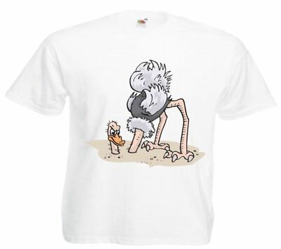 Motiv Fun T-Shirt Straußenkopf aus Sand Cartoon Spass Kult Motiv Nr. 11566
