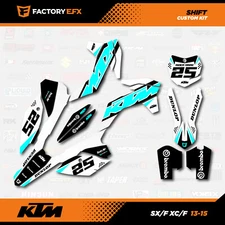 White & Cyan Shift Graphics Kit fits KTM 13-15 SX SXF XC XCF 125 250 300 450