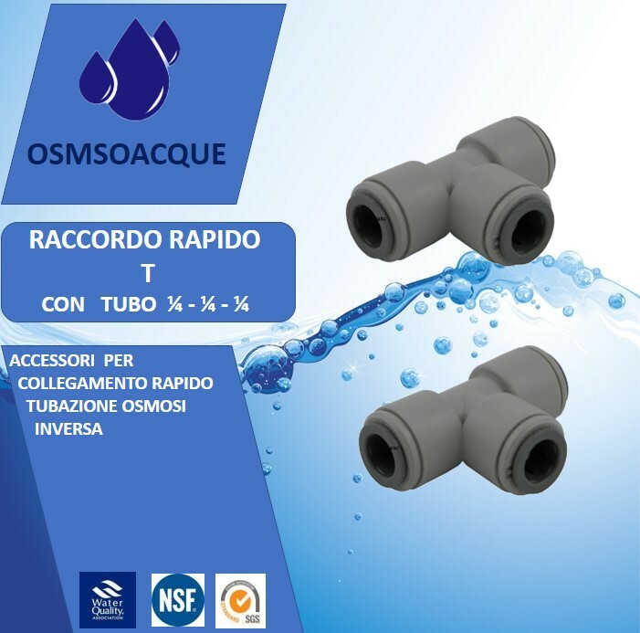 Raccordo T 1/4 per Impianti Osmosi Acquario - Tenuta Professionale