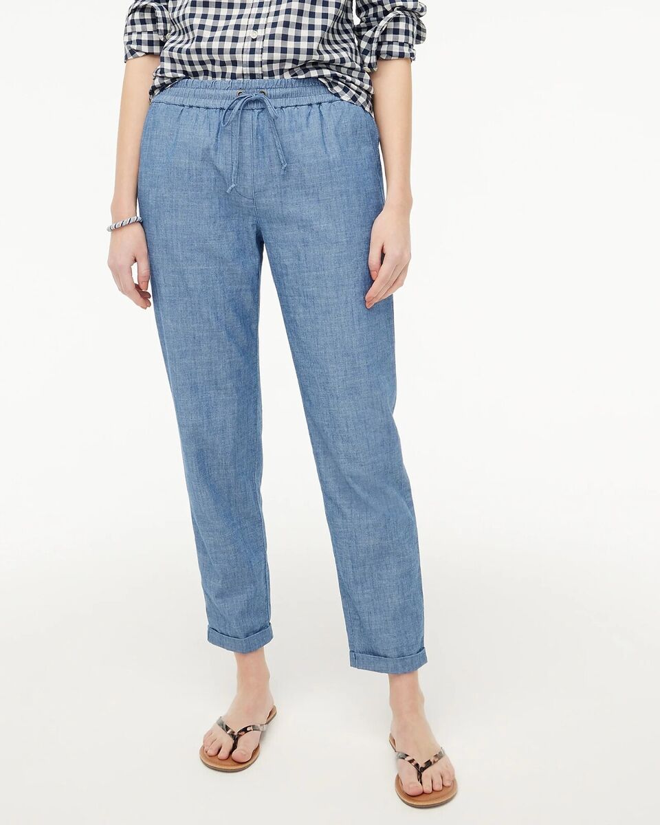 NWOT J.Crew Factory Chambray Drawstring Pant Echo Blue Size NWOT J.Crew Factory Chambray Drawstring Pant Echo Blue Size