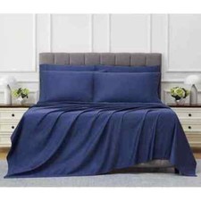 Kirkland Signature 680 Thread Count 6 Piece Sheet Set - Full Vintage Indigo NEW
