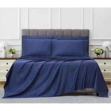Kirkland Signature 680 Thread Count 6 Piece Sheet Set - King Vintage Indigo NEW