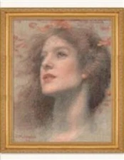 Victorian Trading Co With the Wind Autumn Leaves Hughes Redhead Woman Print PA1