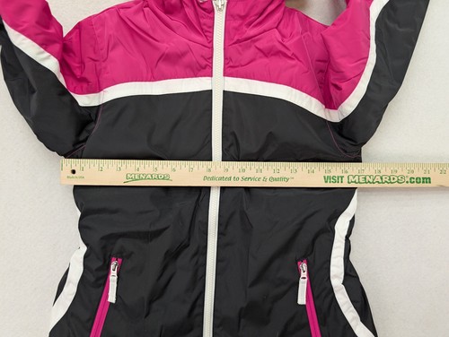Lands' End Girl's Winter Coat Size M 10-12 Pink Black Hooded - Picture 5 of 12