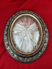 Grand Cadre Ovale avec Verre Bombé XIXeme Napoléon III Noir et Doré , Ancien