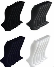 Image of 1-24 Pack 100% Cotton Premium Mens Womens Ladies Crew Socks Ankle Uniform Socks