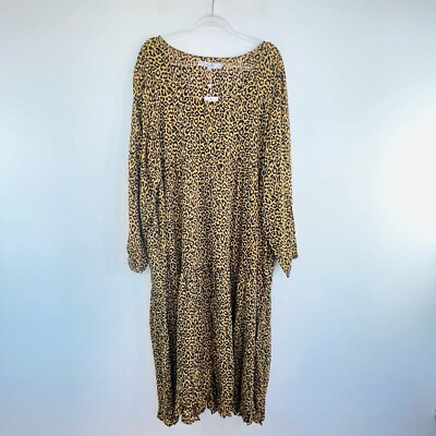 H.U.R Hear Us Roar Size 4XL 22 Leopard Print Sabre Long Sleeve Dress NWT