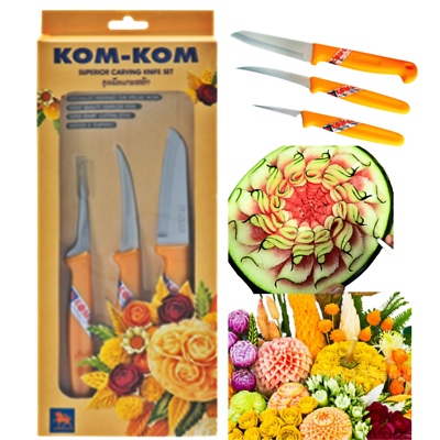 Thai Carving Knife Kom-kom 2 Vegetable Knives Set Stainless for sale online | eBay