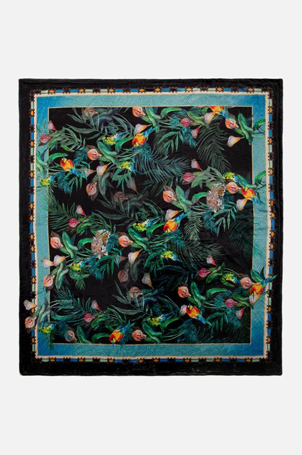 Johnny Was Blanket Jungle Cozy Reversible Leopard Throw Black Butterfly