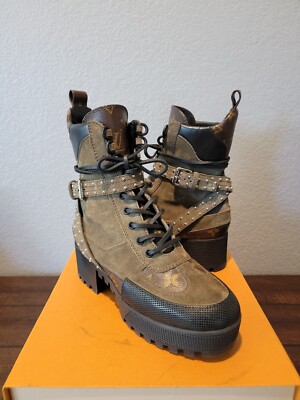 LOUIS VUITTON Laureate Platform Desert Combat Boot Suede Leather