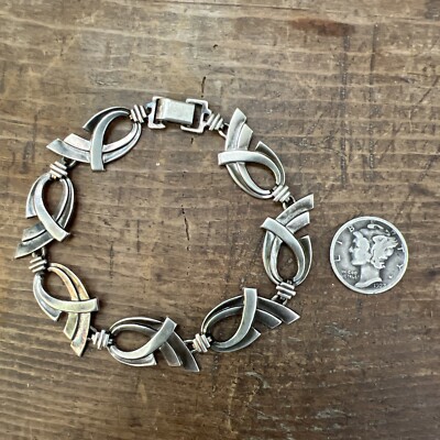 Vintage wRe W R Richards Sterling Silver Open Work Link Bracelet 7
