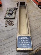 Vtg Emergency Elevator Door Key For Fire Department Emergency Use Metal Wall Box