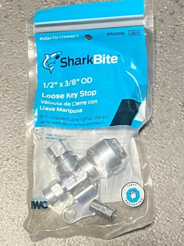 Sharkbite 1642698 1/2” X 3/8” OD Keyed Angle Stop Push To Connect Shark Bite