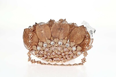 Bansri Grecian Toga Jeweled Rose Gold Clutch