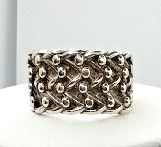 Vintage Solid Sterling Silver Keeper Ring - Size … - image 1