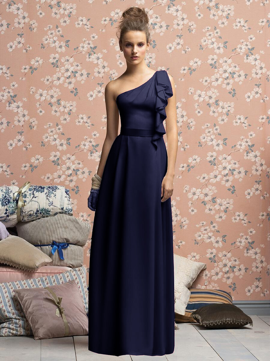 lela rose one shoulder dress LELA ROSE LX141XX BRIDESMAIDS One Shoulder Gown Sz ́12 Navy