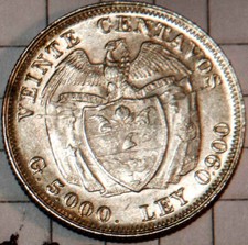 Colombia Coins 1938 20 Viente Centavos BU Choice Brilliant UnCirculated bullion
