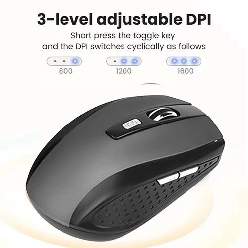 BLACK WIRELESS CORDLESS 2.4ghZ MOUSE USB DONGLE OPTICAL SCROLL FOR PC LAPTOP MAC - Picture 7 of 12