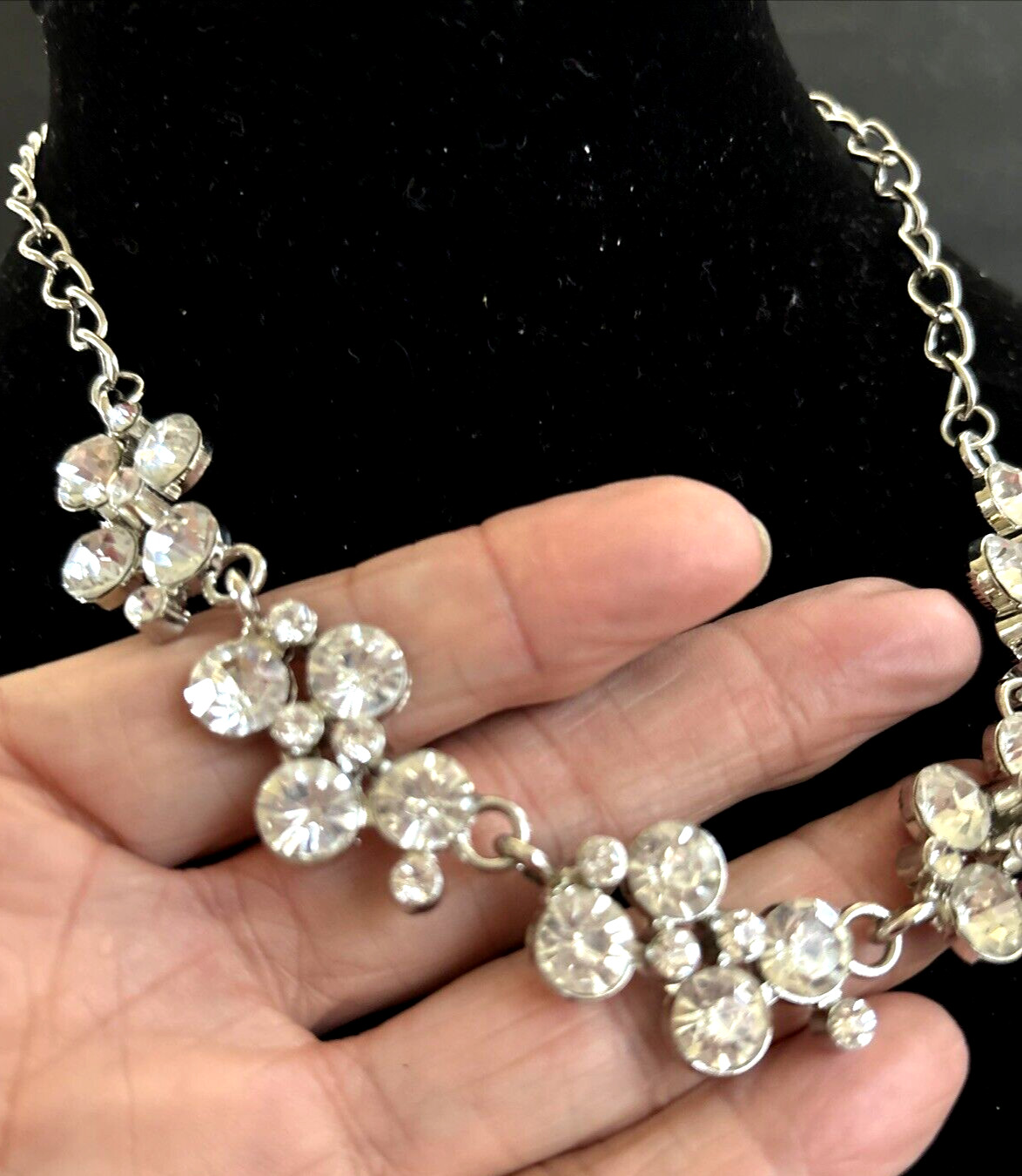 Rhinestone Dimensional Five Panel Statement Neckl… - image 3