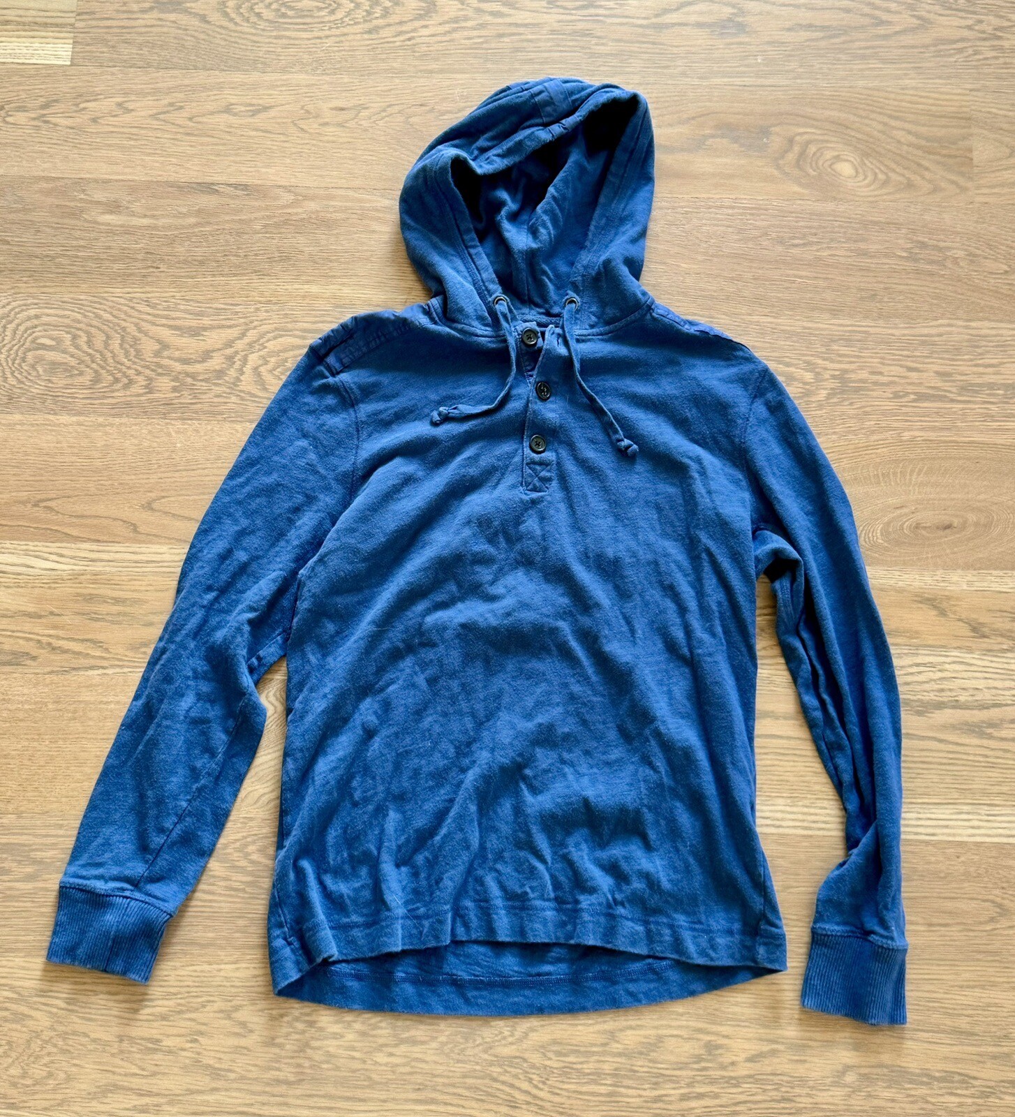 Men's Banana Republic Henley Hoodie Pullover Large Blue eBay