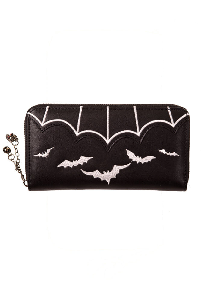 BANNED Apparel Retro Gothic Punk Rockabilly White Bats Charm Salem Wallet Purse