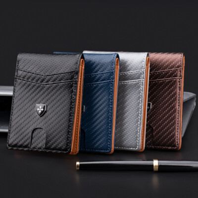Leather Minimalist Bifold Wallets For Men RFID Blocking Mens Card Holder Wallet