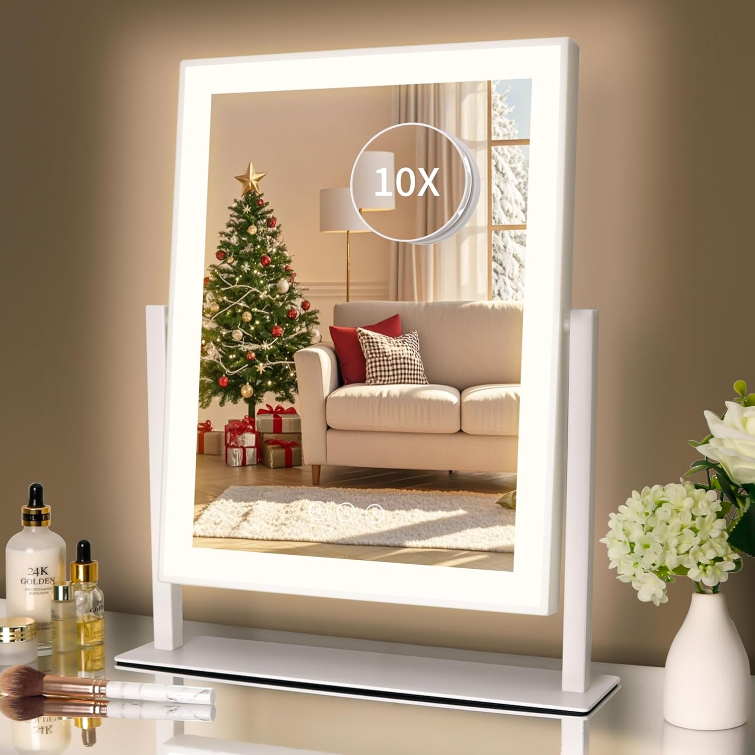 18.7x14.4 Inch LED Vanity Mirror with 3-Color Adjustable Lighting  