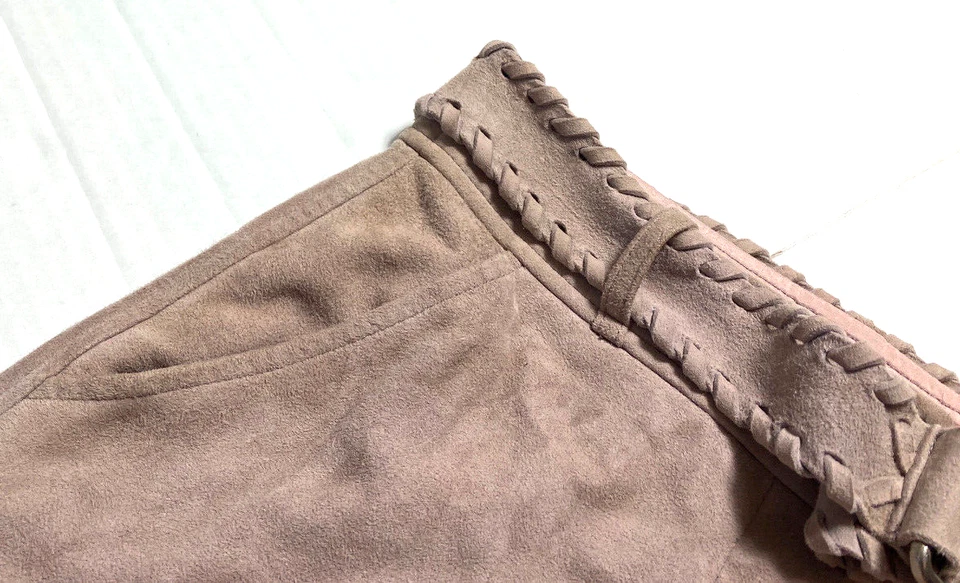 Pantalones Cortos Elizabeth and James Cuero Cabra Rosa Malva Cinturón Talla 0 Dañados Foto 4 de 4