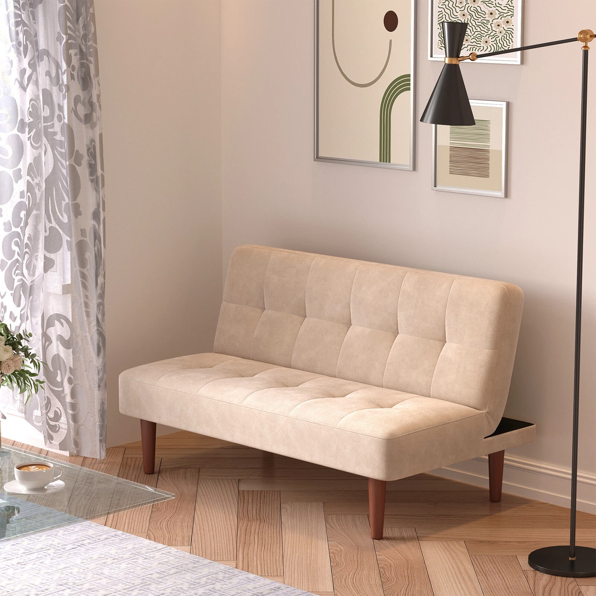 Lounge converts to bed outlet
