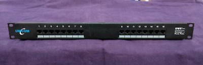 Unicom OWS+ Category 5 Patch Panel 16 Port T568B Wiring 18'' Rack Ethernet RJ45