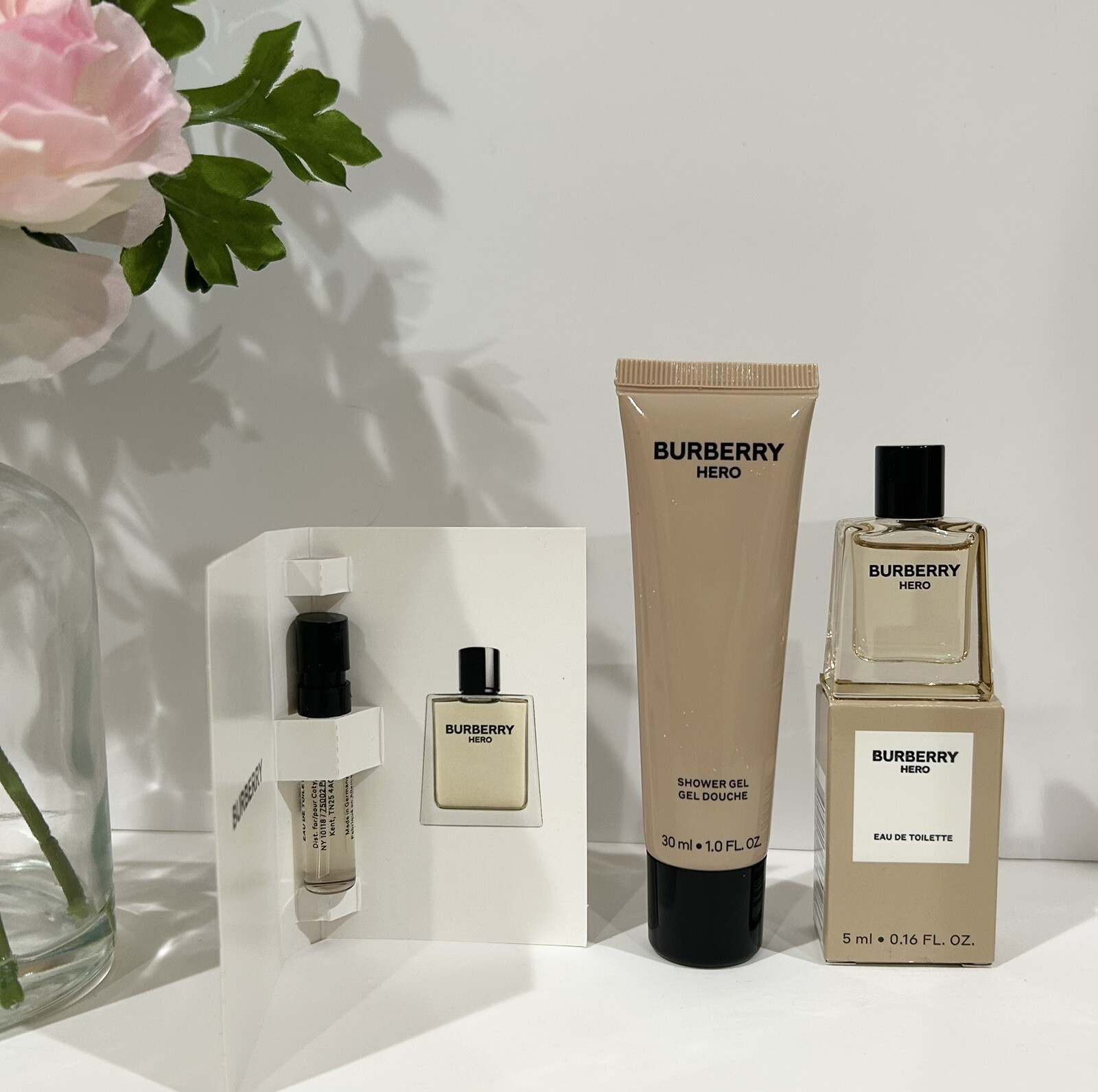 Burberry HERO Shower Gel 30ml & Sample1.5ml & Mini  Perfume 5ml For Men Set