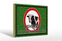 Holzschild Hinweis 30X20 Cm Viehweide Betreten Verboten Deko Schild Wooden Sign