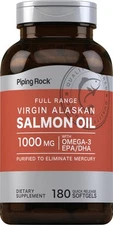 Wild Alaskan Salmon Fish Oil | 1000mg | 180 Softgels | by Piping Rock