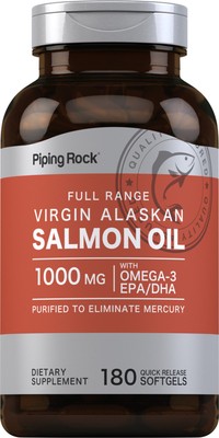 Wild Alaskan Salmon Fish Oil | 1000mg | 180 Softgels | by Piping Rock