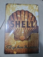 INSEGNA PUBBLICITARIA TARGA -  SHELL OIL MOTOR cm. 20x30 IN LATTA