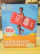 TACO BELL Inflatable Fire Hot Sauce Packet Pool Swim Float 57.8 L x 30 W NEW