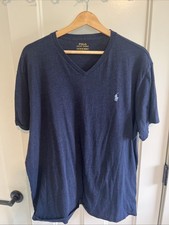 Polo Ralph Lauren Men's Shirt XL V-neck Pullover Navy Blue w/logo Soft 