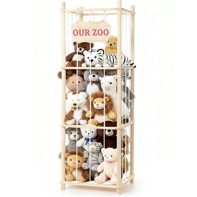 Stuffed Animal Storage & Organizer, Wooden Large Capacity Stuffed Animal Zoo ...