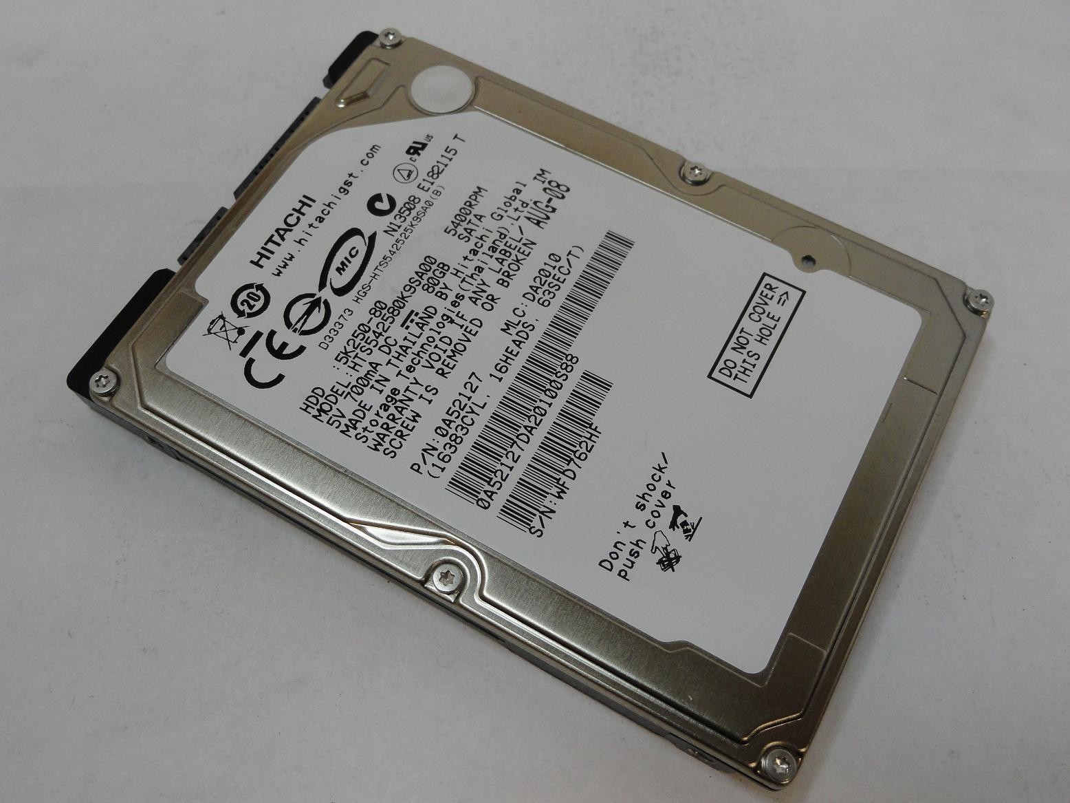 Hitachi 80GB SATA 5400rpm 2.5in HDD ( 0A52127 HTS542580K9SA00 5K250-80 ) REF