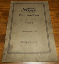 Original Ford Model T Price List Of Parts Effective November 15 1923