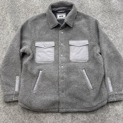 Mens 46 XXL Taylor Stitch Timberline Jacket Fleece Deep Pile Sherpa Gray Button