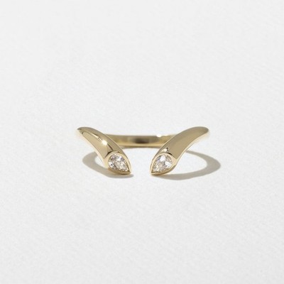 0.26 TCW Pear Cut Open Lab Grown Diamond 14K Yellow Gold Wedding Band