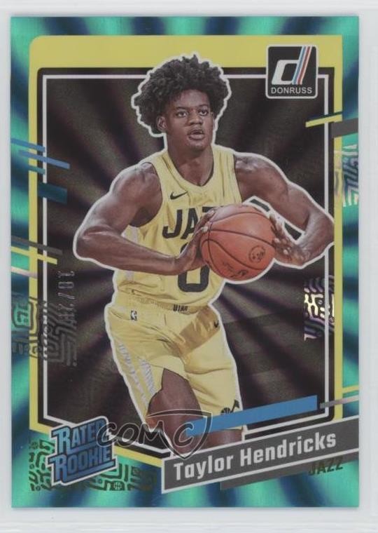 2023 Panini Donruss Rated Rookie Holo Teal Laser 18/20 Taylor Hendricks #208