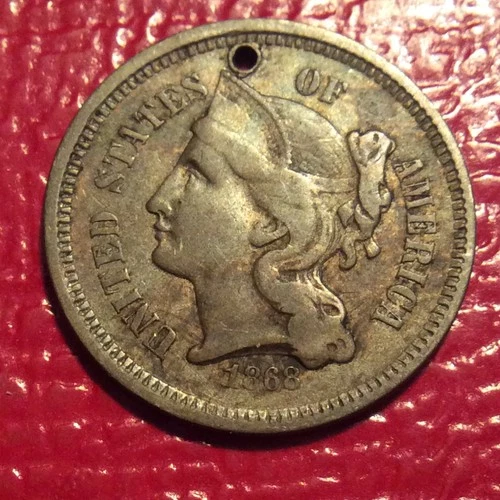 1868 Three Cent Nickel — photo from the most recent tracked eBay sale
