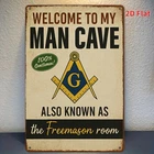 Vintage Freemason Tin Metal Signs Home Décor Masonic Emblem Wall Decor with "Wel