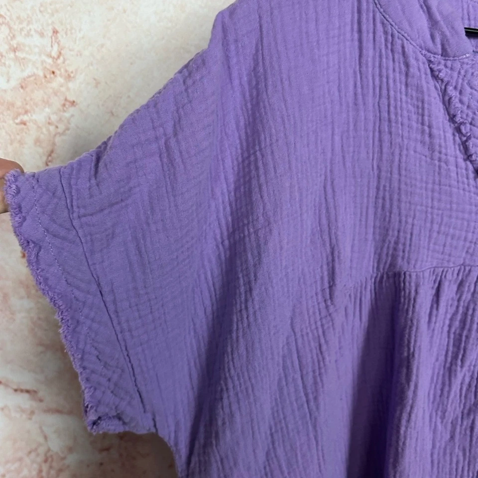 ZENANA Artesanal Gasa Cuello en V Top Talla XL Boho Cottagecore Lagenlook Minimalista Foto 2 de 4